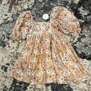 Storia Retro Floral Puff Sleeves Babydoll Dress Size S